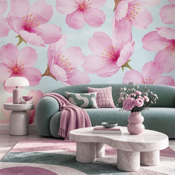 Фотошпалери Візерунок із рожевих квітів (Артикул: t01132) Фотошпалери Візерунок із рожевих квітів (Артикул: t01132)