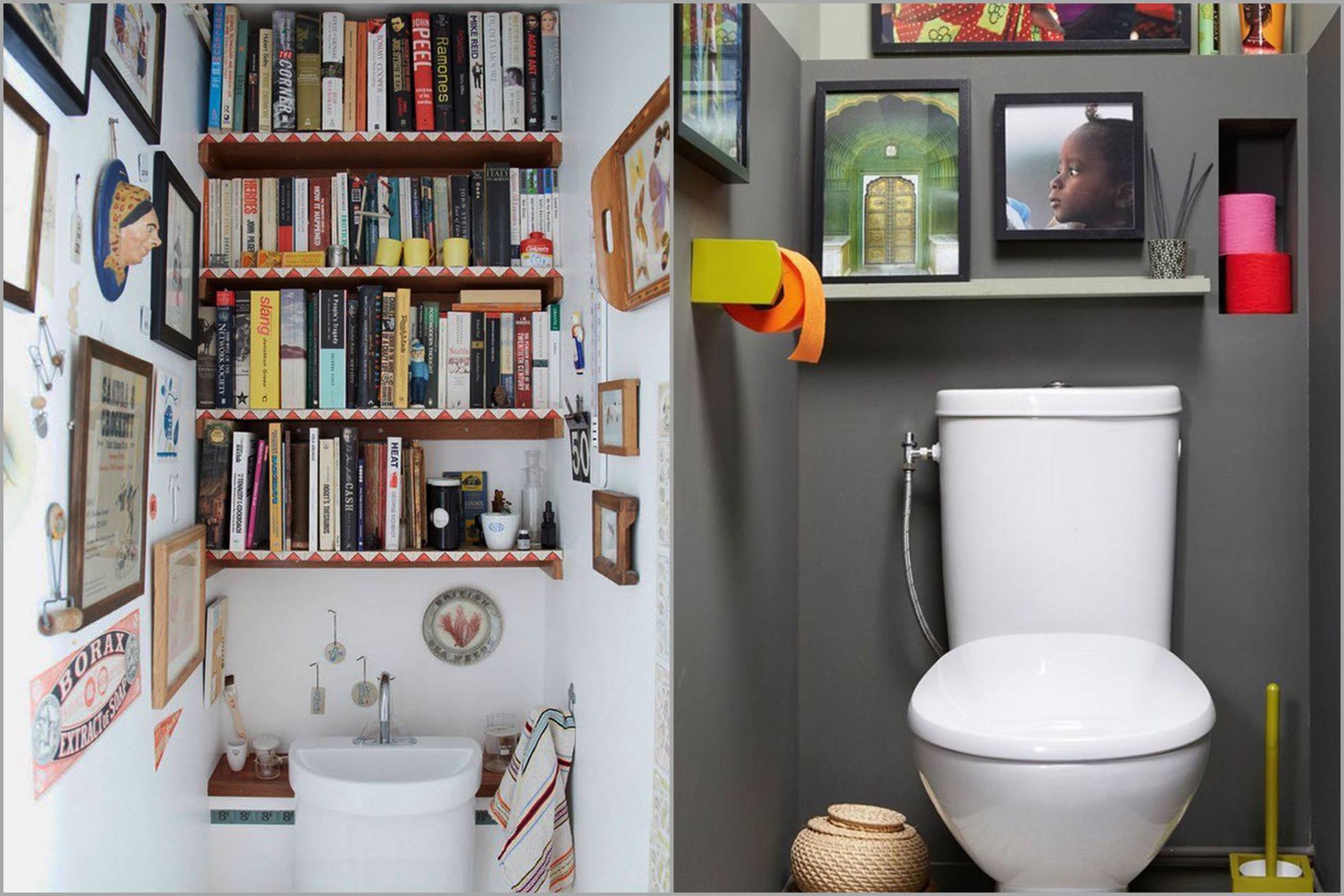 декор туалету картинами книгами і постерами