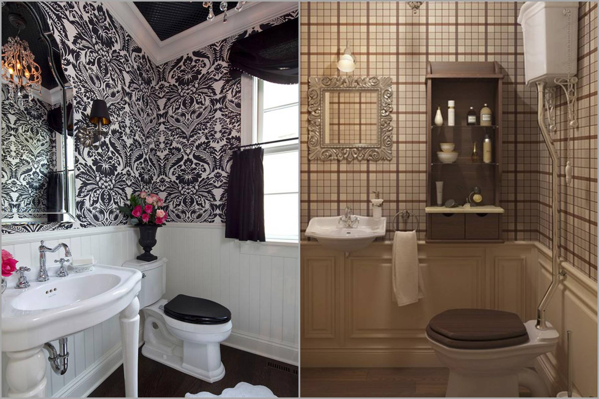ремонт туалету в ретро стилі з шпалерами