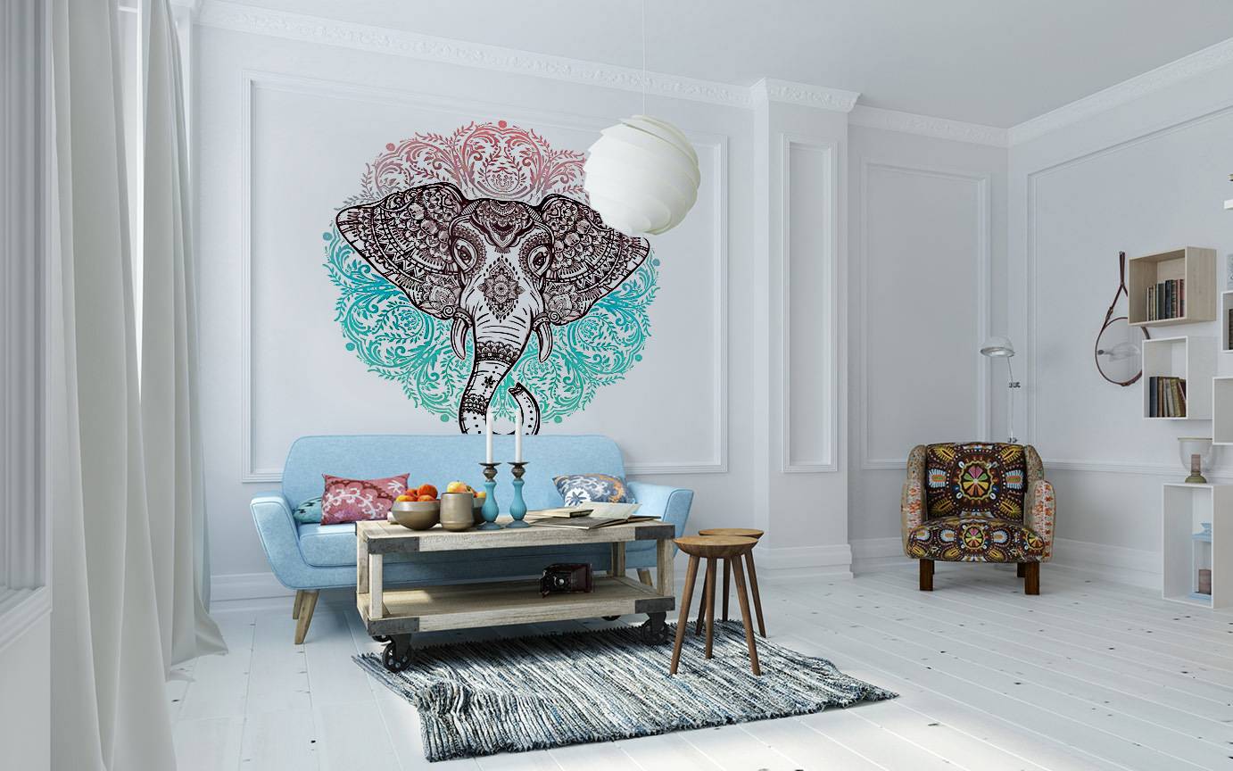 фотошпалери зі слоном в інтер'єрі