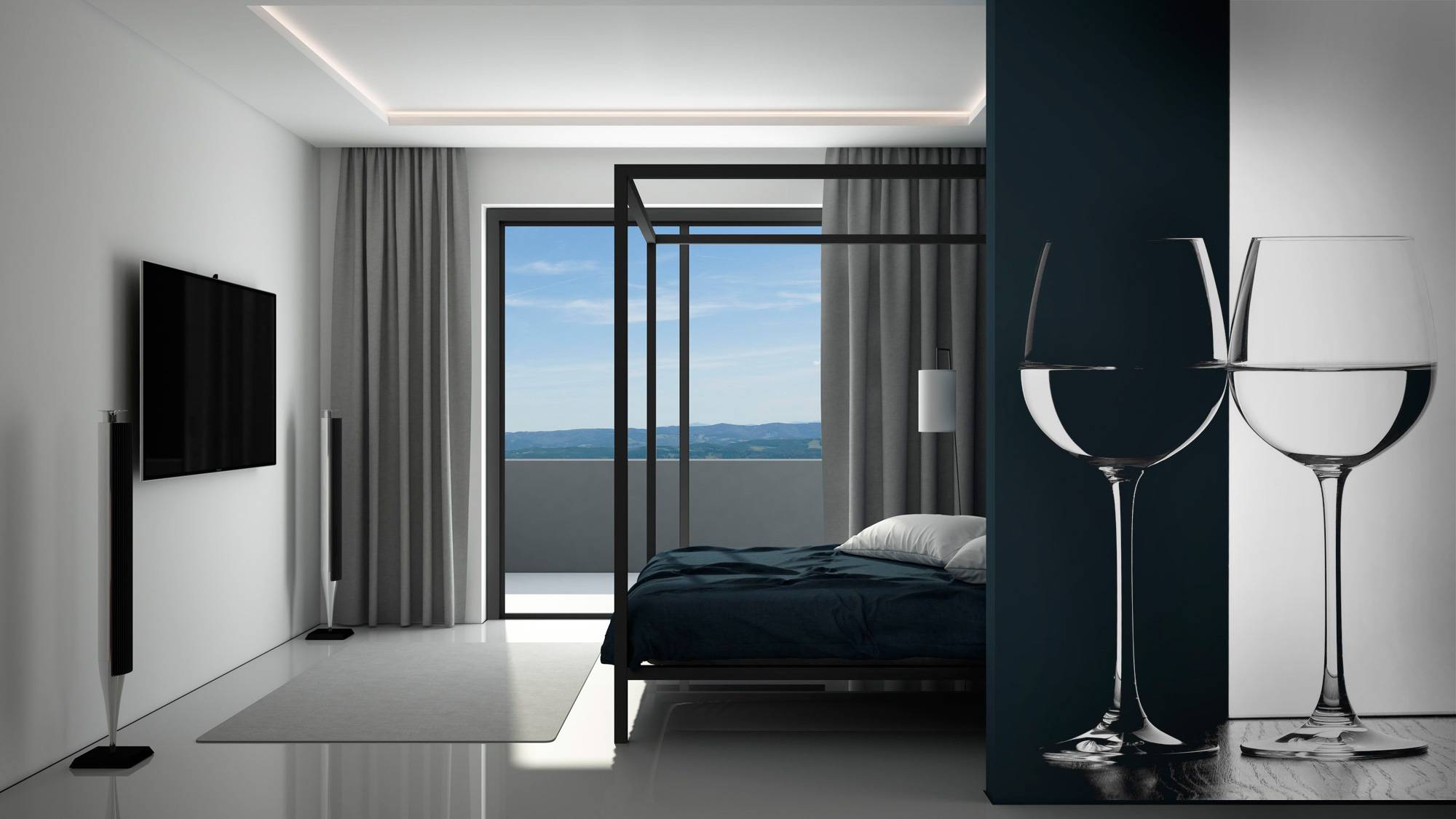 чорно-білі фотошпалери в інтер'єрі мінімалізм