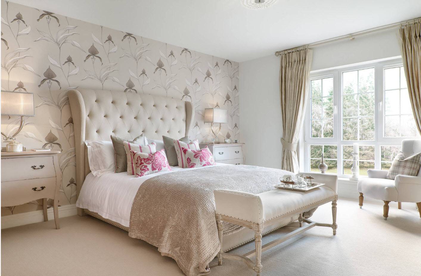 пастельні шпалери для спальні