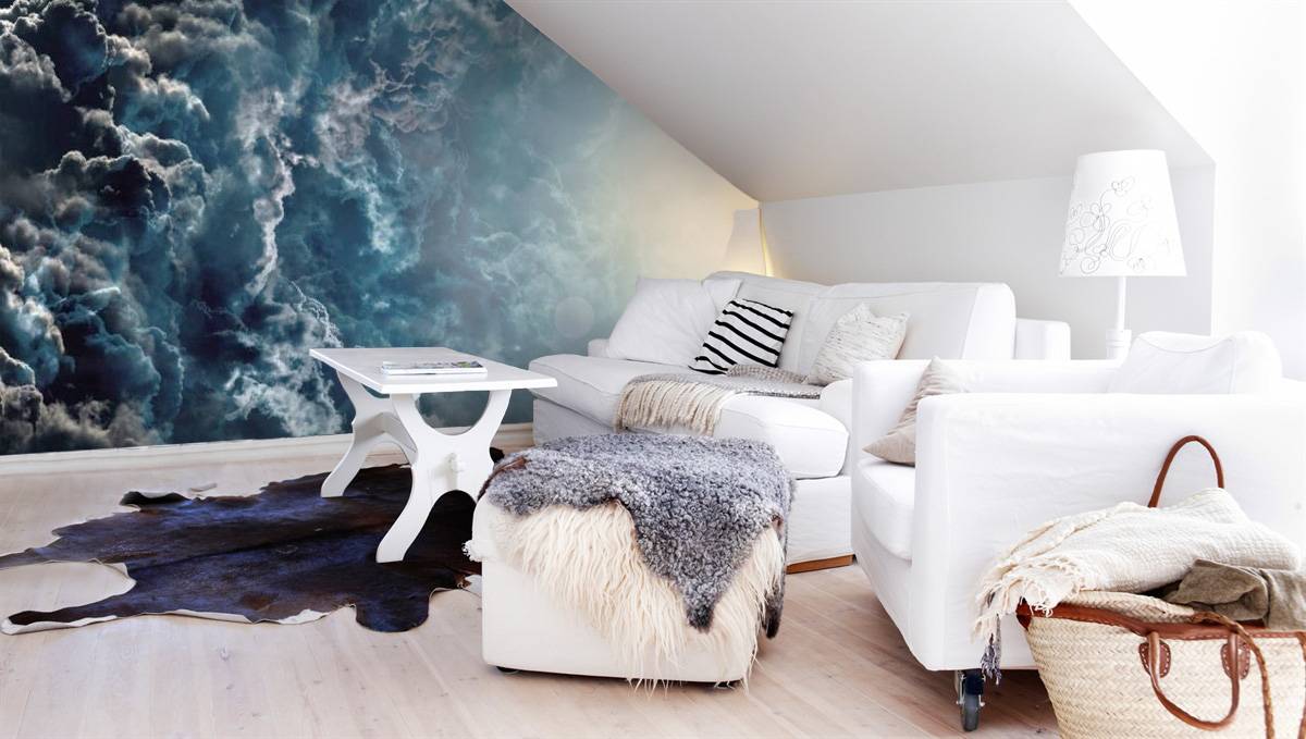 мансарда з фотошпалерами в скандинавському стилі