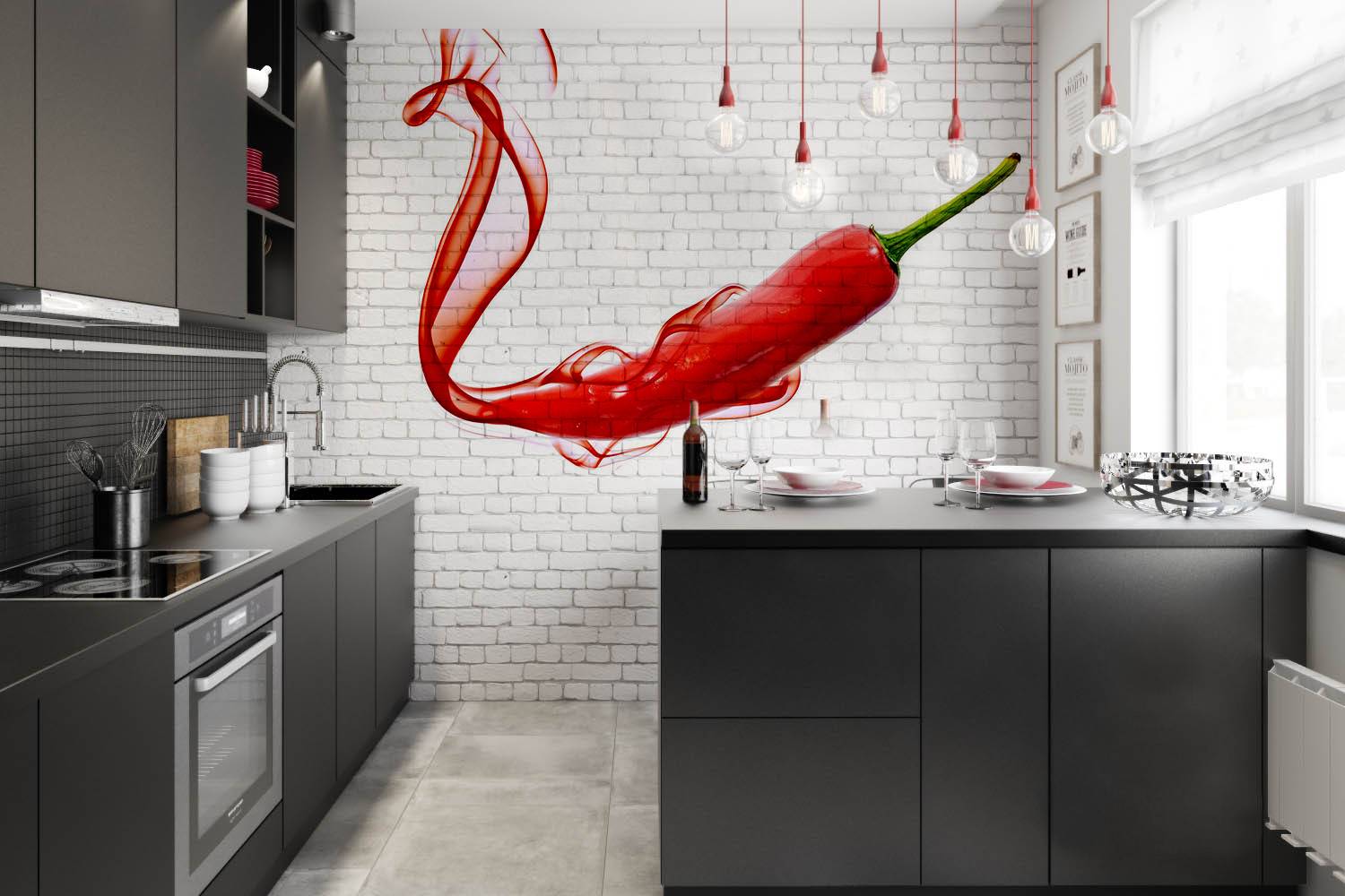 кухня модерн з фотошпалерами