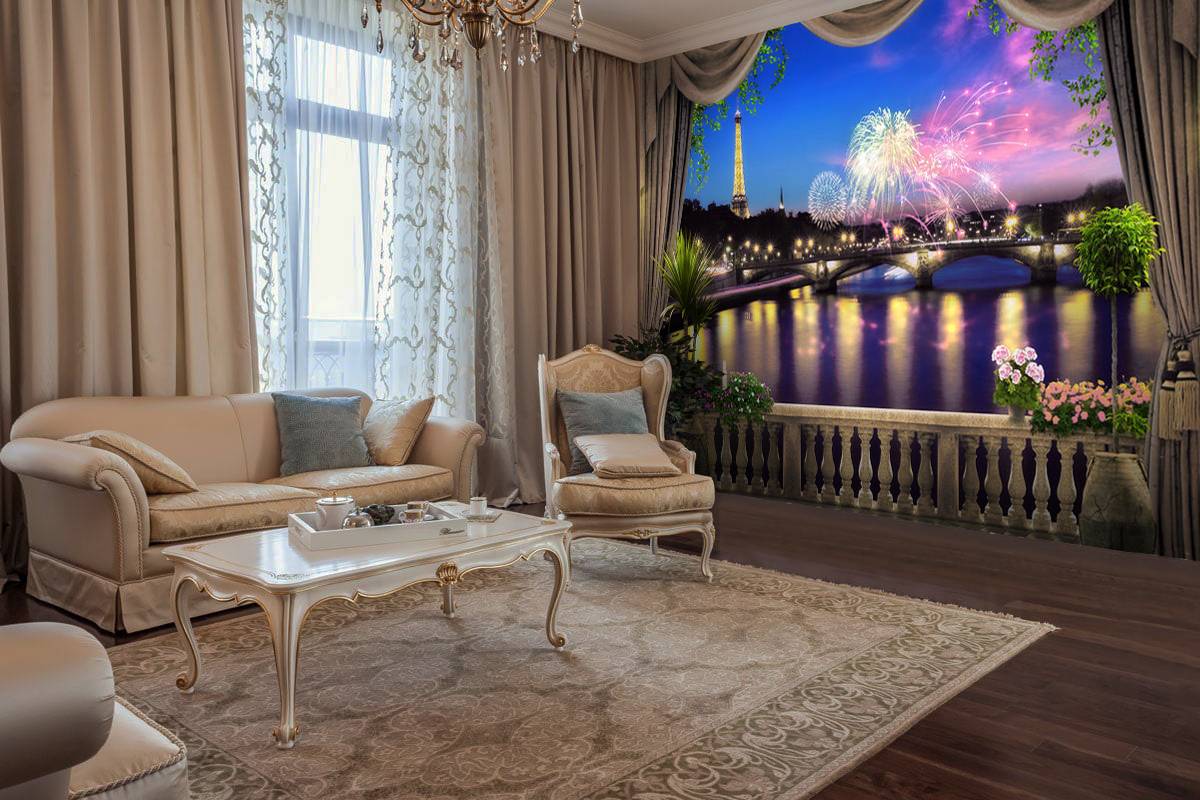 фотошпалери з фрескою в класичному інтер'єрі