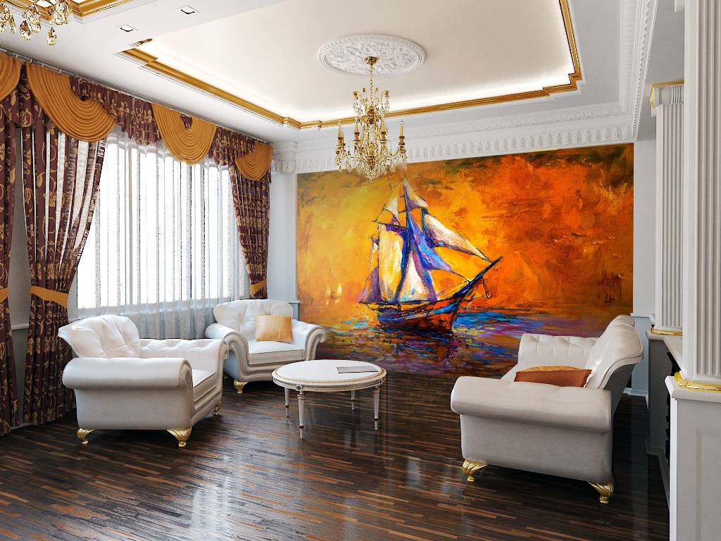 фотошпалери мистецтво в інтер'єрі в класичному стилі