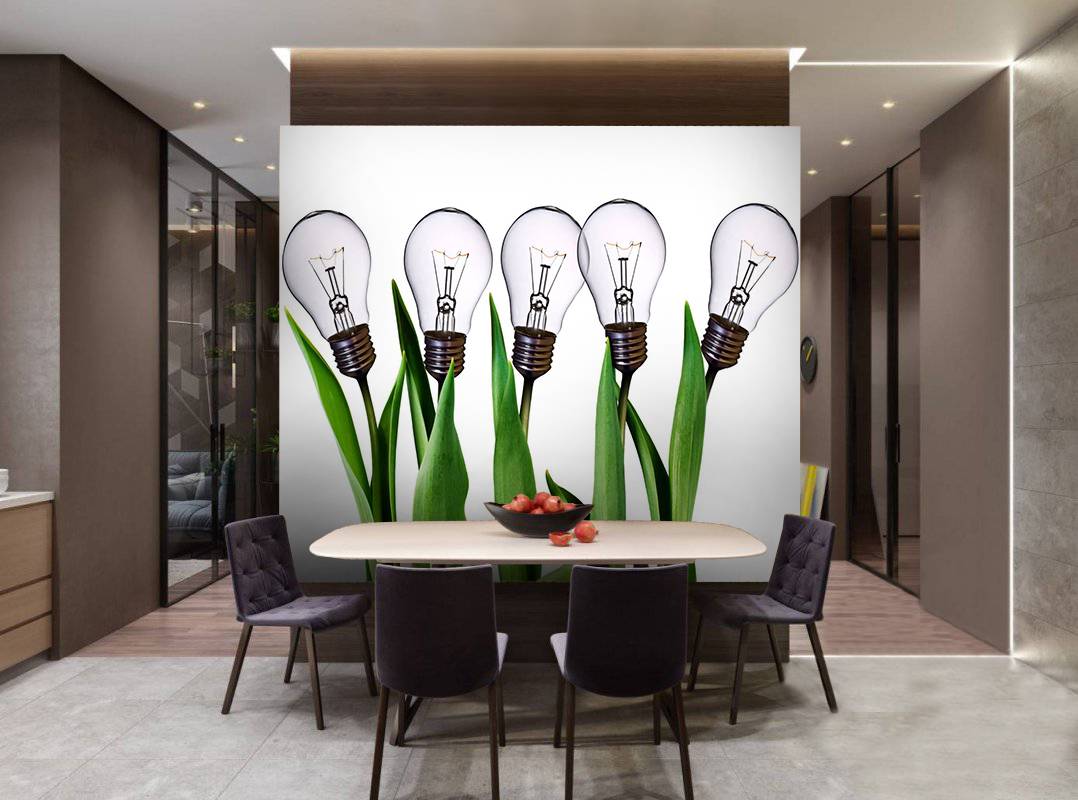 інтер'єр в стилі хай-тек з креативними шпалерами