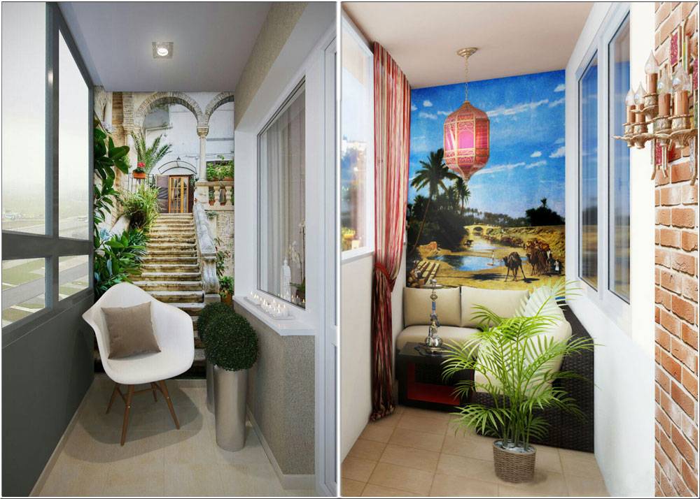 дизайн маленького балкона з фотошпалерами