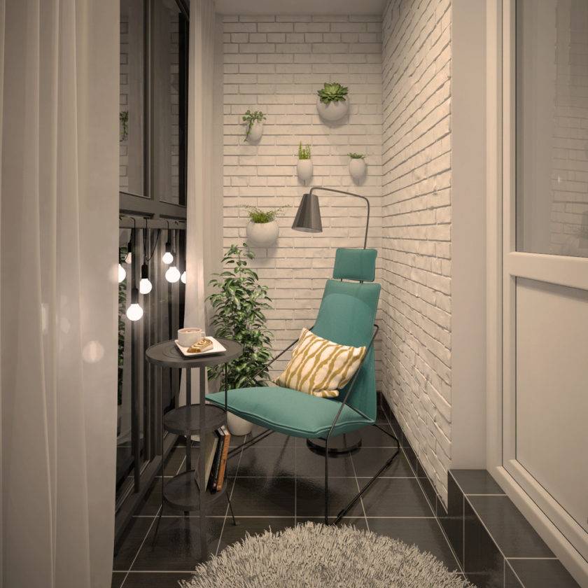 дизайн маленького балкона в стилі лофт